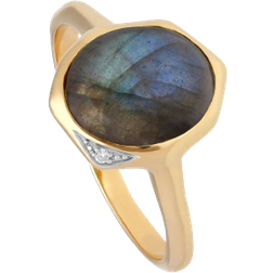 Gemondo Irregular Labradorite Ring - Gold/Diamond/Blue