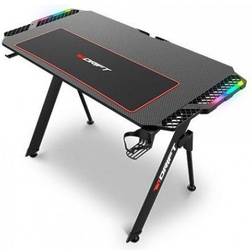 Drift DRDZ150 Gaming table with table top carbon fiber covered with a full size mouse pad, headset holder, RGB side extension, cable organizer, Black