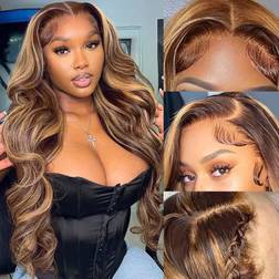 Aicrelery 13x6 HD Body Wave Lace Front Wig 22 inch #4/27 Honey Blonde