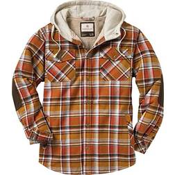 Legendary Whitetails Men's Camp Night Berber Lined Hooded Flannel Shirt Jacket - Arrowood Barnwood Plaid