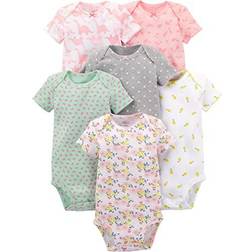 Carter's Short Sleeve Bodysuit 6-pack - Pink/Grey/Mint Green, Dinosaur/Floral