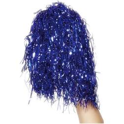 Vegaoo 2x Stuks cheerball/pompom blauw met stokgreep