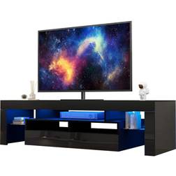 St.Mandyu High Glossy Modern Entertainment Center Black TV Bench 63x17.7"