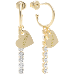 Guess Heart To Heart Dangling & Heart Earrings - Gold/Transparent