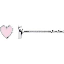 Stine A Petit Love Heart Earring - Silver/Light Pink