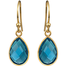 Susanne Friis Bjørner Drop Facet London Earrings - Gold/Blue