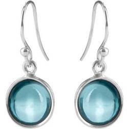 Susanne Friis Bjørner Round Cabochon Earring - Silver/Blue