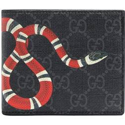 Gucci Kingsnake Print GG Supreme Wallet - Black