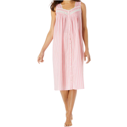 Jessica London Sleeveless Button Front Night Gown - Peony Petal Stripe