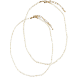 NA-KD Small Double Necklace Set - Gold/Pearls