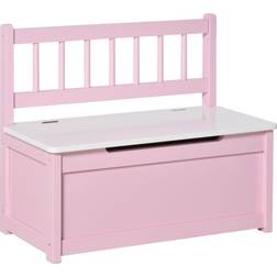 Homcom Kids 2 In 1 Wooden Toy Box Seat Bench Storage Chest