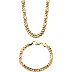 PalmBeach Curb Link Bracelet & Chain Necklace Set - Gold