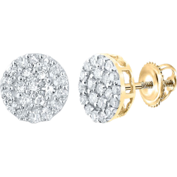 Jewelry Outlet Men's Round Cluster Earring - Gold/Diamonds