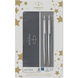 Parker Set Jotter Ballpoint Pen + Pencil Steel CT 2-pack