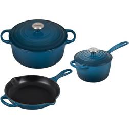 Le Creuset Deep Teal Signature Cast Iron Cookware Set with lid 5 Parts