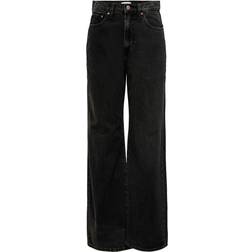 Only Hope High Waist Wide Leg Fit Jeans - Black/Black Denim