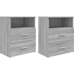 vidaXL grey sonoma, 2 2x Bedside Table