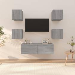 vidaXL Set di Mobili a Parete Grigio Sonoma in Legno Multistrato Mobile TV