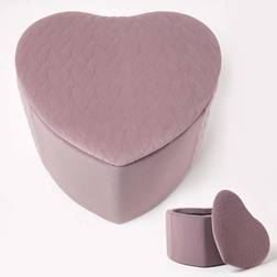 Homescapes Pink Arundel Heart-Shaped Velvet Foot Stool