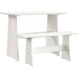 vidaXL Med Bänk Vit Massiv Furu Matbord