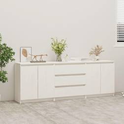 vidaXL Credenza Bianca 180x36x65 cm In Legno Massello Di Pino Madia