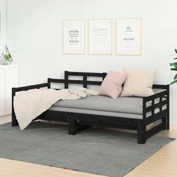 vidaXL Dormeuse Estraibile Nera In Legno Massello Di Pino 2x (90x190 cm) Divano