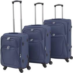 vidaXL Jeu de Valises Souples 3 pcs Bleu Marine Ensemble Coffres Bagage Voyage