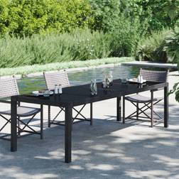 vidaXL Mesa De Jardín De Vidrio Templado Ratán Pe Negra 250x100x75 cm - Negro