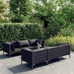 vidaXL Patio Outdoor Sectional Sofa 7 Piece Poly Rattan Dark Gray Set da Lounge da Esterno