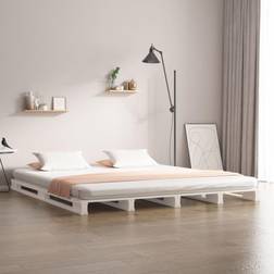 vidaXL Cama De Palets De Madera Maciza De Pino Blanca 140x200 cm