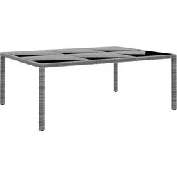 vidaXL Table de Jardin 200x150x75 cm Verre Trempé Résine Tressée Gris