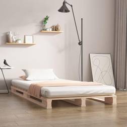 vidaXL Cama De Palets Madera Maciza De Pino 100x200 cm - Marrón