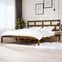 vidaXL Giroletto Ambra Senza Materasso in Legno Massello 200x200 cm - Marrone