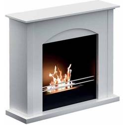 Firenze Freestanding Bioethanol Eco Fireplace with White Wood Fire Surround White