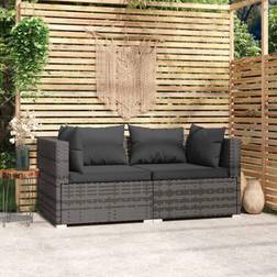 vidaXL Sofa 2 Plazas Con Cojines Ratán Sintético Gris - 6 cm Sofá de Exterior