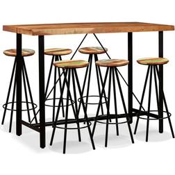 vidaXL 7 pcs Bois d'Acacia Massif et Récupération Ensemble de Bar d'Extérieur