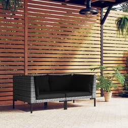 vidaXL Divani da Giardino Half Round Poly Rattan 2 pcs with Cushions Half Round Divano Modulare