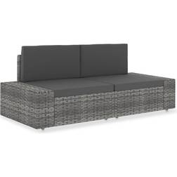 vidaXL Seccional De 2 Plazas De Ratán Sintético Gris Gris Sofá Modular