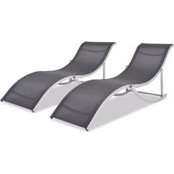 vidaXL Lot de 2 Chaises Longues Pliantes Transat de Plage Meuble de Jardin Patio Terrasse Extérieur Aluminium et Textilène