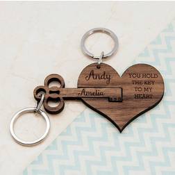 Treat Republic Personalised You Hold The Key To My Heart Keyring Set Of Two, One Colour, Women