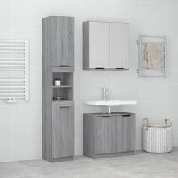 vidaXL Set De Muebles De Baño 3 PZAS Madera Contrachapada Gris Sonoma