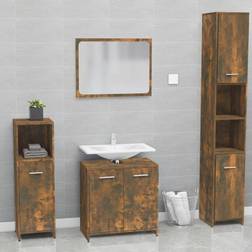 vidaXL Badmöbel-Set Räuchereiche Holzwerkstoff Braun