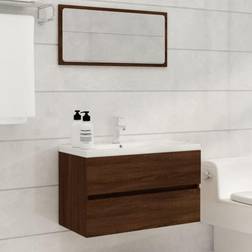 vidaXL Mobili Da Bagno 2 pz Rovere Marrone in Legno Multistrato