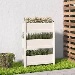 vidaXL Jardinière Bac À Fleurs Salon Balcon Blanc Bois Massif de Pin