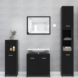 vidaXL Set Mobili Da Bagno Nero In Legno Multistrato