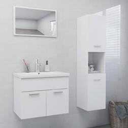 vidaXL Juego De Muebles De Baño Madera De Ingeniería Blanco Brillo