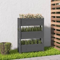 vidaXL Plantenbak 77 x 25 x 104,5 cm Massief Grenenhout Grijs