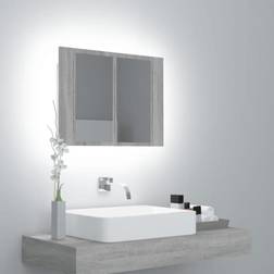 vidaXL Armario Con Espejo Y LED Madera Contrachapada Gris 60 x 12 x 45 cm