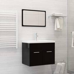 vidaXL Ensemble De Meubles De Salle De Bain 2 pcs Noir Brillant