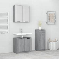 vidaXL Set De Muebles De Baño 3 Pzas Madera Contrachapada Gris Sonoma